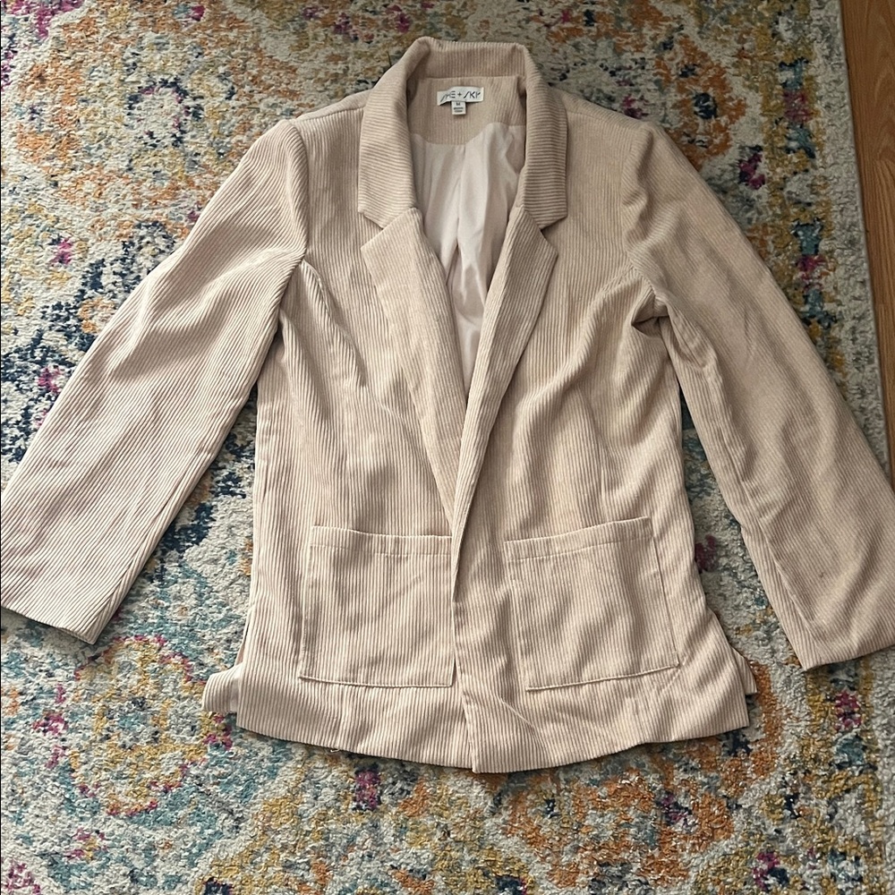 She and Sky Beige Corduroy Blazer
